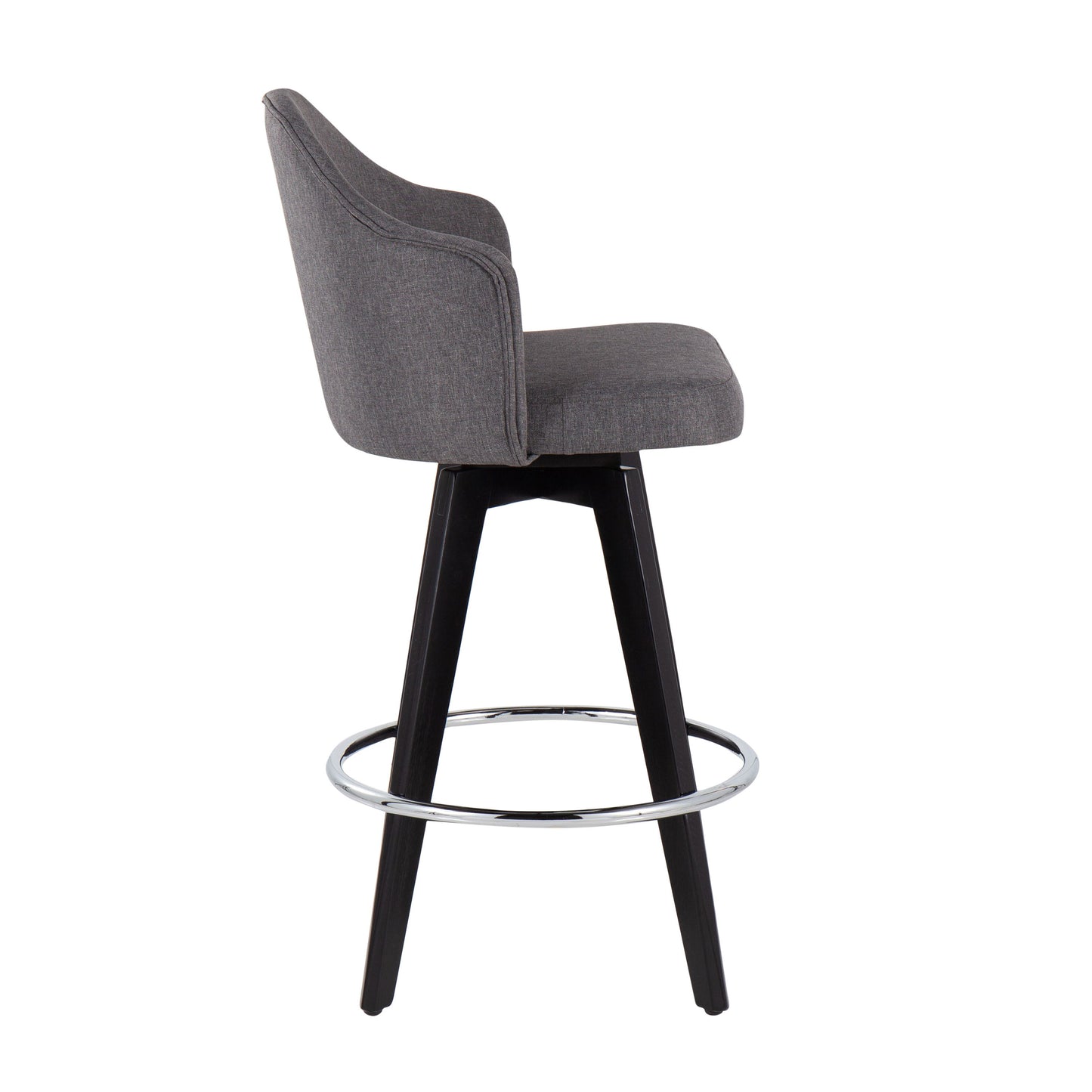 Ahoy - Contemporary Fixed Height Counter Stool Round Chrome Footrest (Set of 2) - Gray / Black