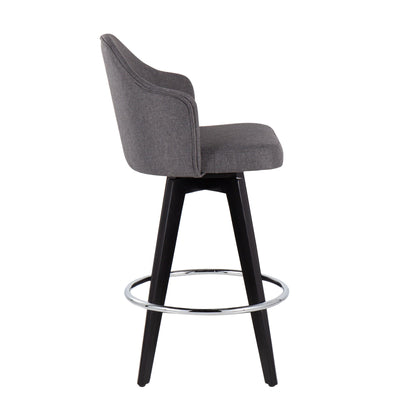 Ahoy - Contemporary Fixed Height Counter Stool Round Chrome Footrest (Set of 2) - Gray / Black
