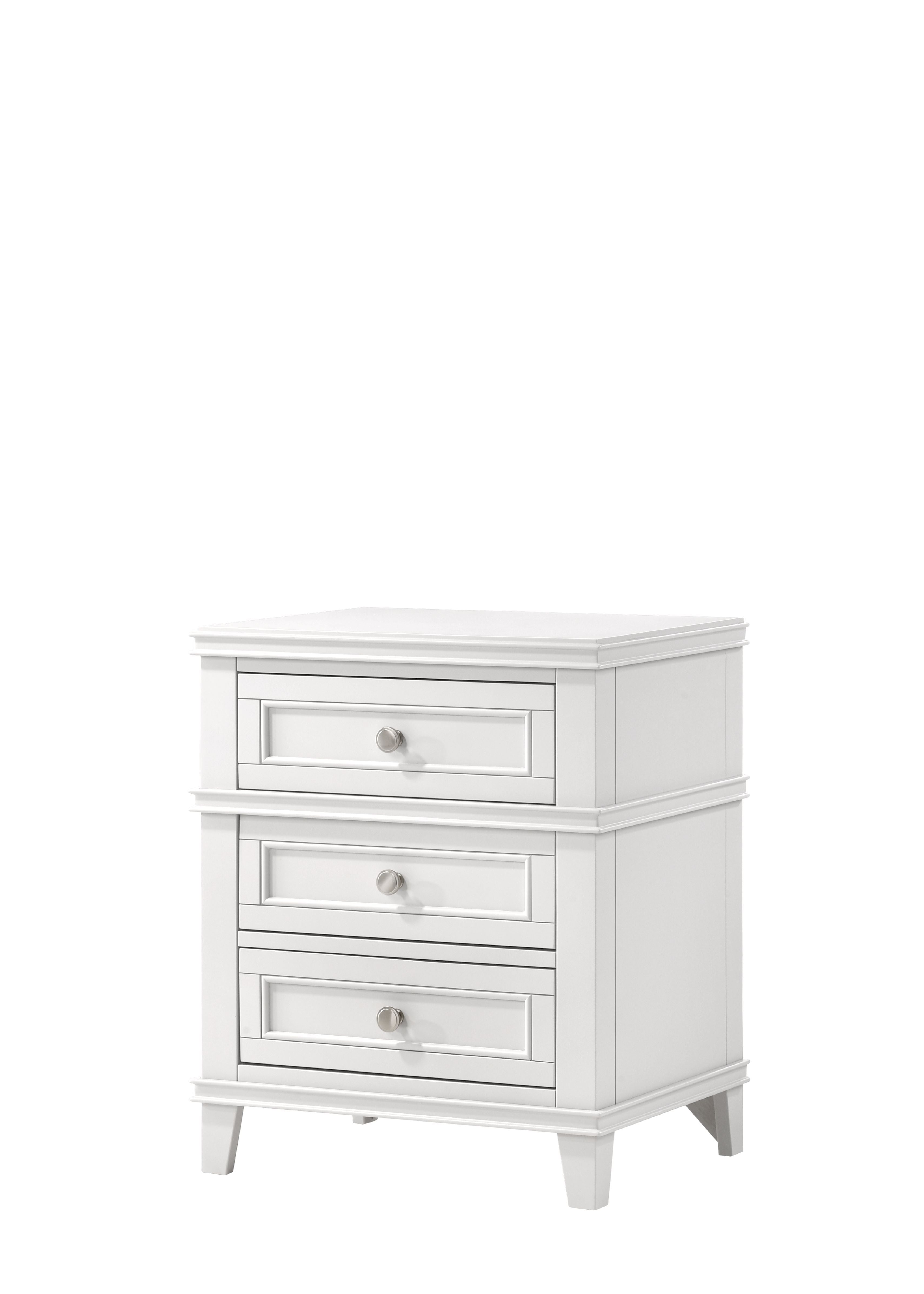 3 Drawer Nightstand With USB - White