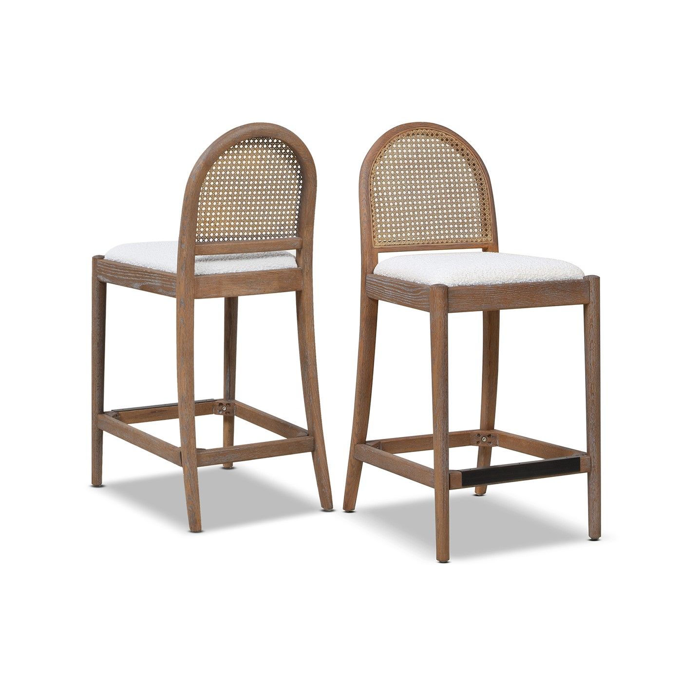 Panama - Curved Back Cane Counter Stool (Set of 2) - Ivory White