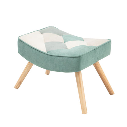 Accent Chair With Ottoman, Living Room Chair And Ottoman Set, Comfy Side Armchair For Bedroom, Creative Splicing Cloth Surface - Blue