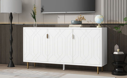 Modern TV Stand With 3 Doors And Adjustable Shelves For Living Room, Fits TVs Up To 70" - White