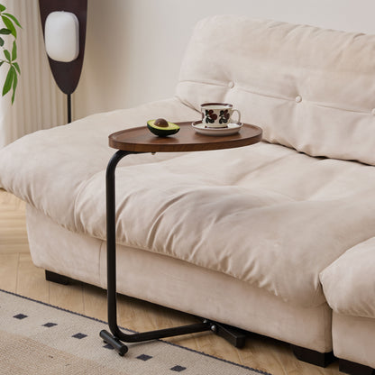 C-Shaped Side Table, Small Sofa Table For Living Room - Brown
