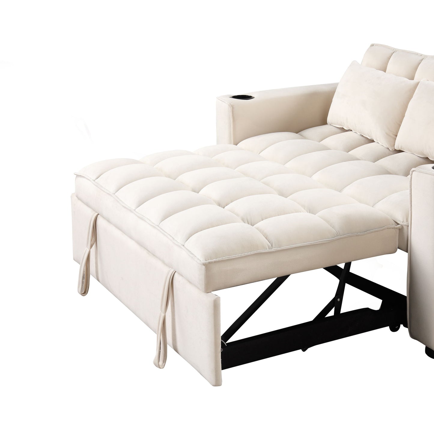 Multi Functional Sofa Bed With Cup Holder And USB Port For Living Room Or Apartments - Milk White