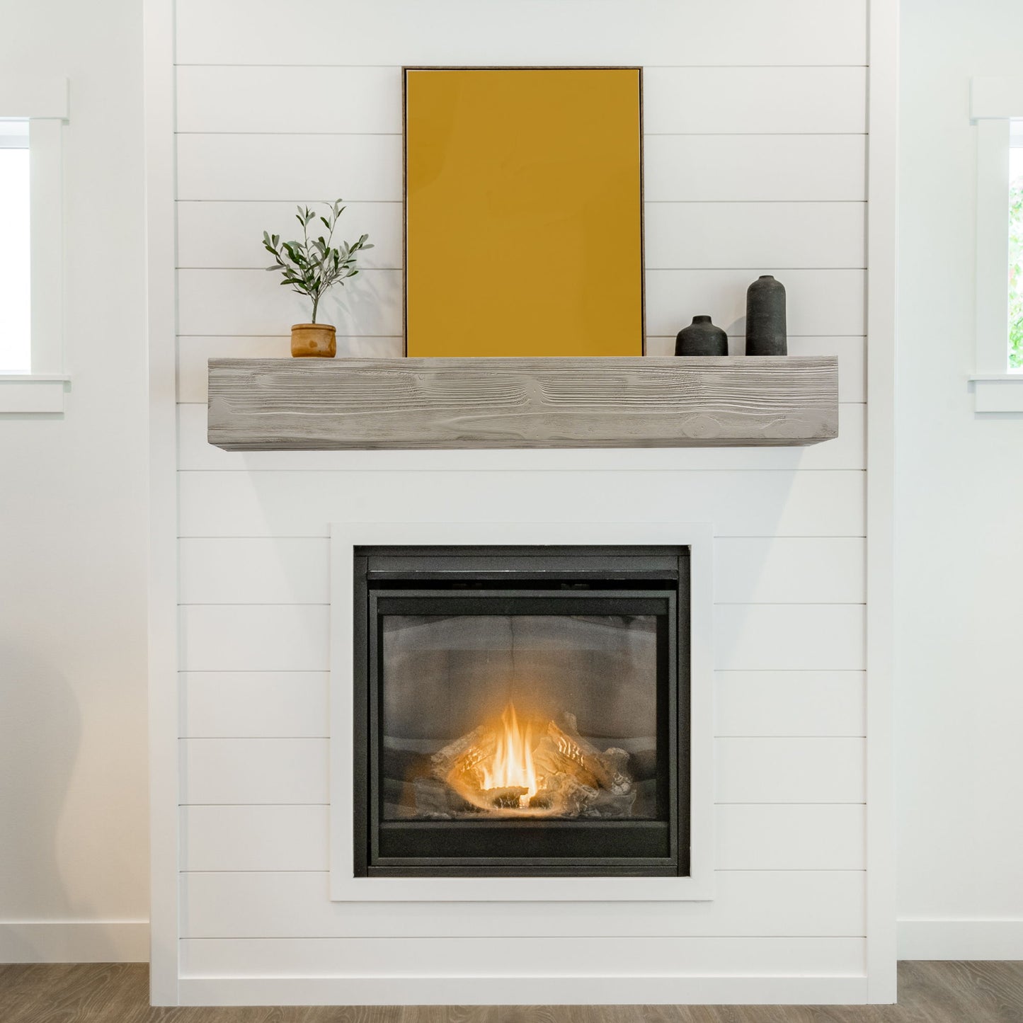 72" Rustic Wood Fireplace Mantel, Wall-Mounted & Floating Shelf For Home Decor - Gray