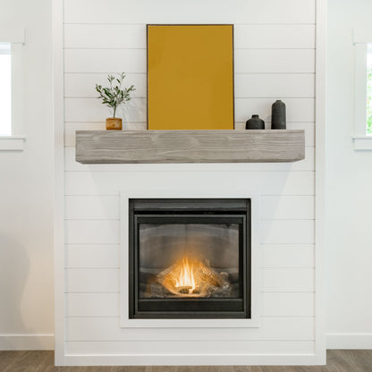 72" Rustic Wood Fireplace Mantel, Wall-Mounted & Floating Shelf For Home Decor - Gray