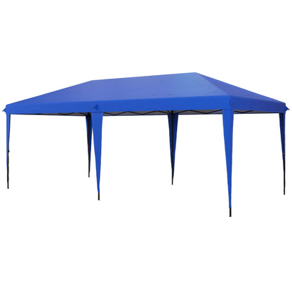 Outsunny - 10' x 19.2' Pop Up Canopy Tent, Heavy Duty Tent For Parties, Outdoor Instant Gazebo Sun Shade Shelter With Carry Bag For Catering, Events, Wedding, Backyard Bbq - Blue