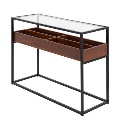 Display Contemporary Console Table - Black / Walnut / Clear