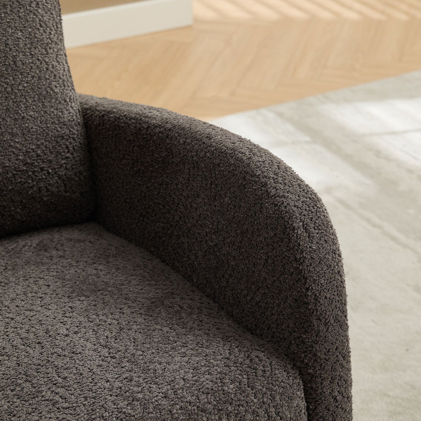 Rocking Chair For Nursery, High Back Glider Chair With Retractable Footrest, Side Pocket, Rocking Accent Armchair With Rubber Wood Legs For Living Room / Bedroom - Charcoal