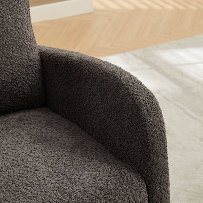 Rocking Chair For Nursery, High Back Glider Chair With Retractable Footrest, Side Pocket, Rocking Accent Armchair With Rubber Wood Legs For Living Room / Bedroom - Charcoal