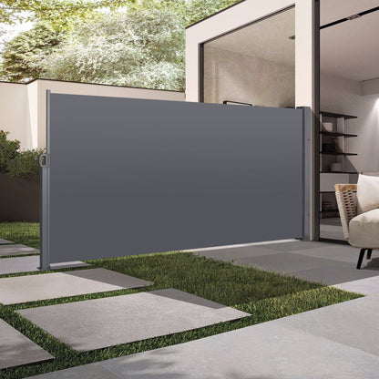 Retractable Side Screen Awning, Uv Resistant, Waterproof, Patio Privacy Screen For Garden, Balcony, Courtyard - Dark Gray