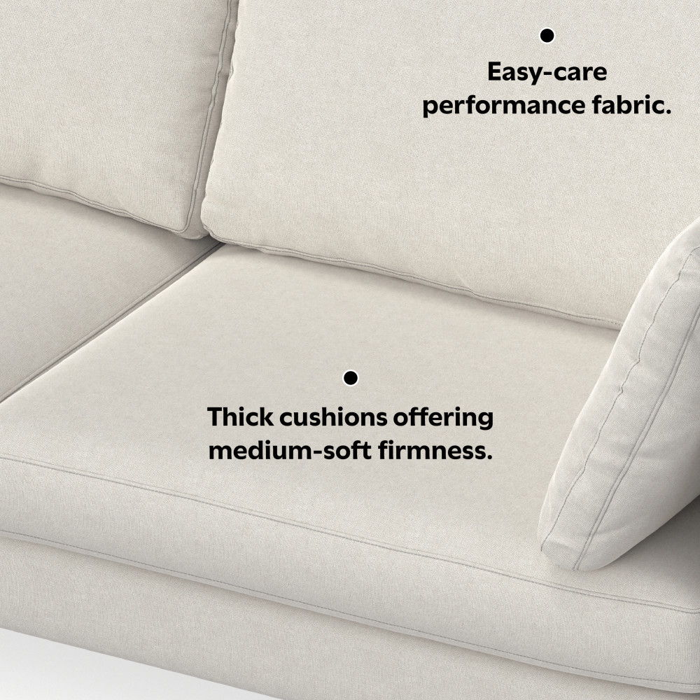 Ava - Mid Century Sofa, Upholstered - Cream