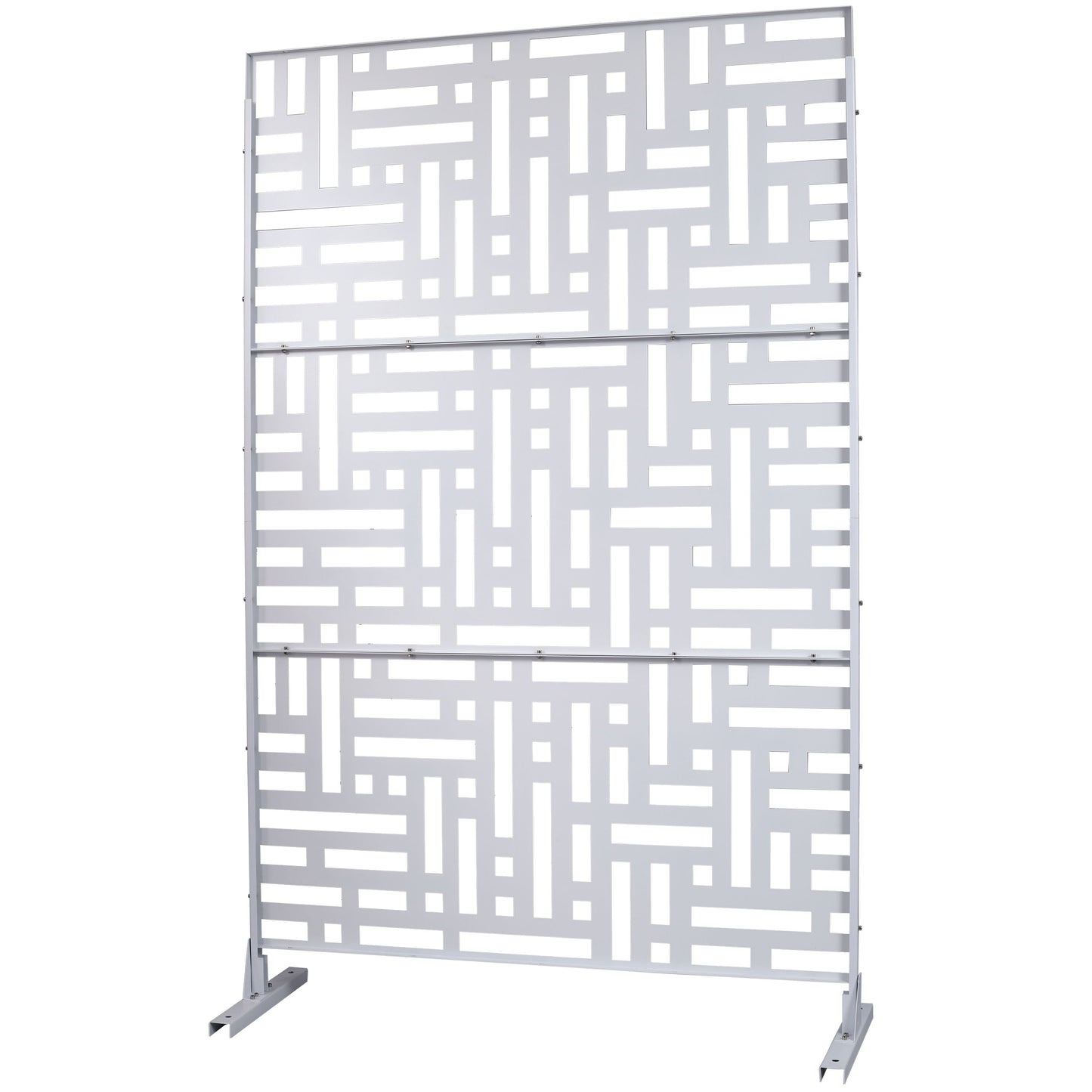 Decorative Freestanding Metal Privacy Screen For Indoor & Outdoor Use - White