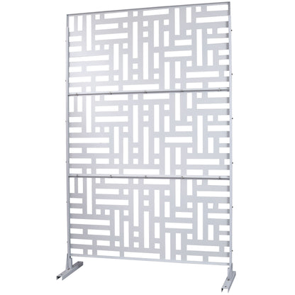 Decorative Freestanding Metal Privacy Screen For Indoor & Outdoor Use - White