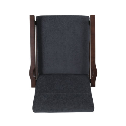 Wide Wood Hand Manual Club Recliner - Charcoal