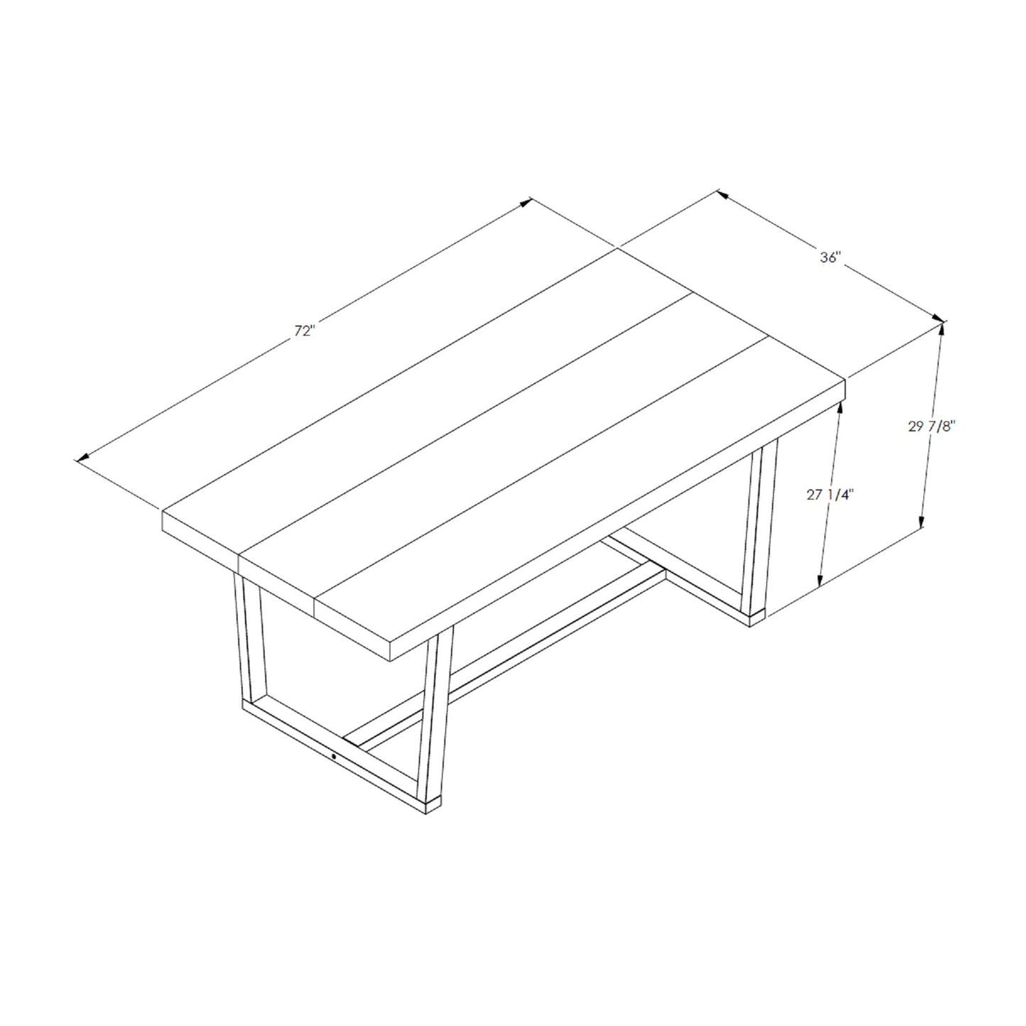 Modern Distressed Solid Wood And Metal Open Frame Dining Table - Gray