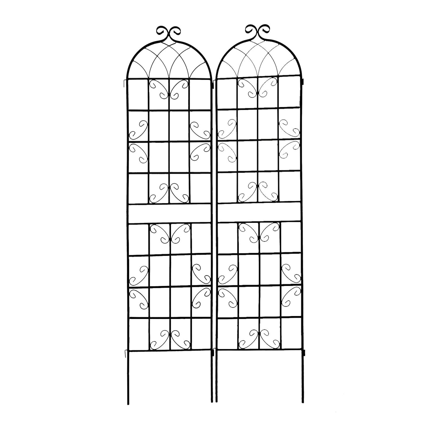 2 Pack Metal Garden Rustproof Trellis For Climbing Plants Outdoor Flower Support - Black