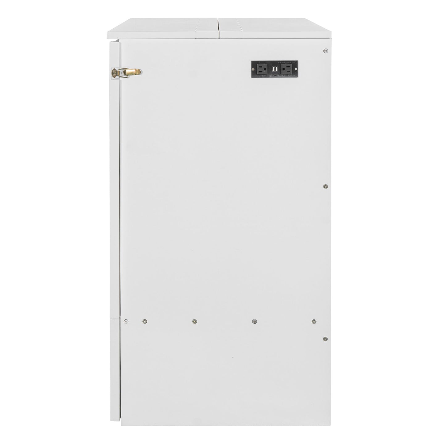 Full Size Murphy Bed With Drawer And A Set Of Sockets & USB Ports, Pulley Structure Design - White