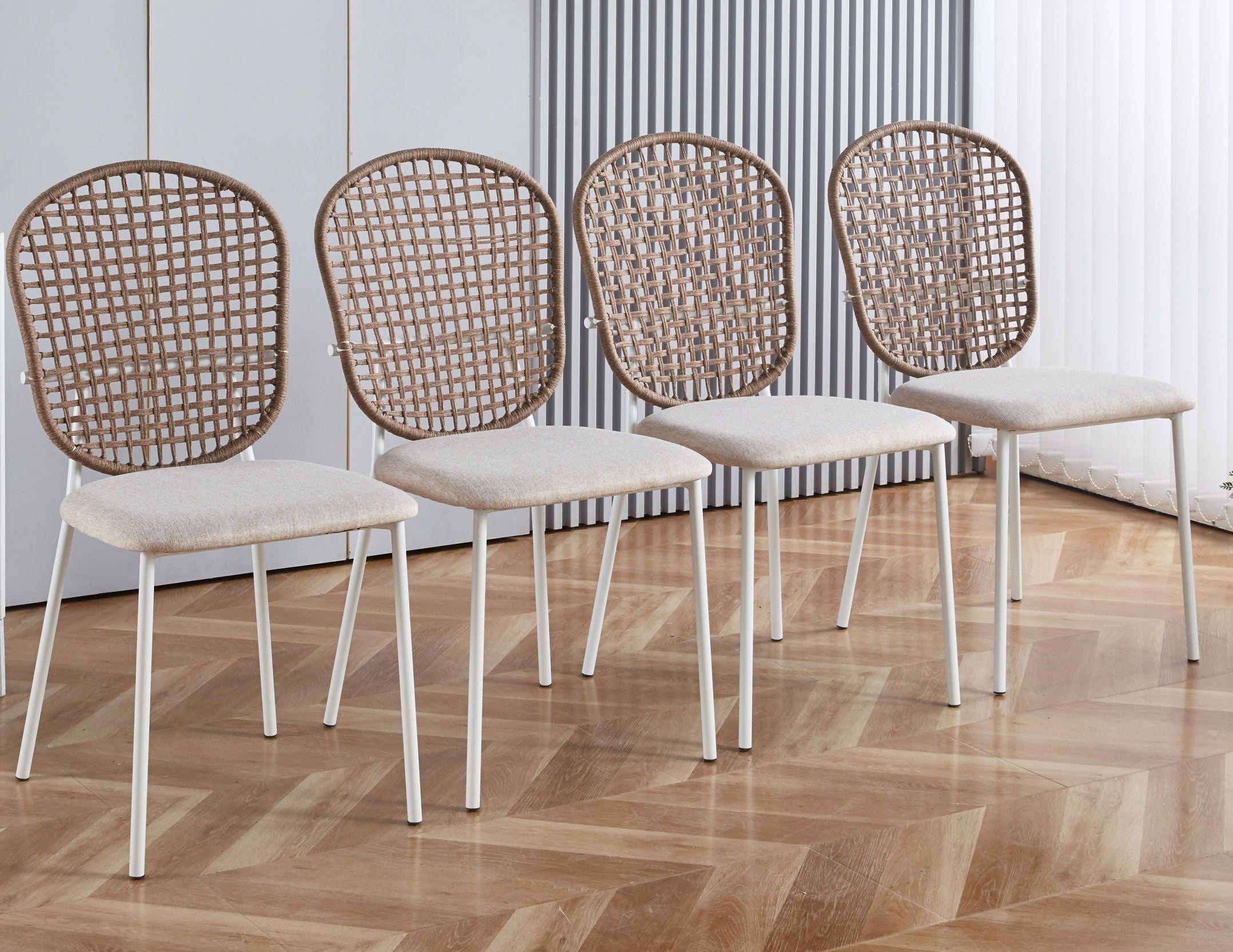 Sennit Chair, Dining Chair, Coffee Chair (Set of 4) - Beige