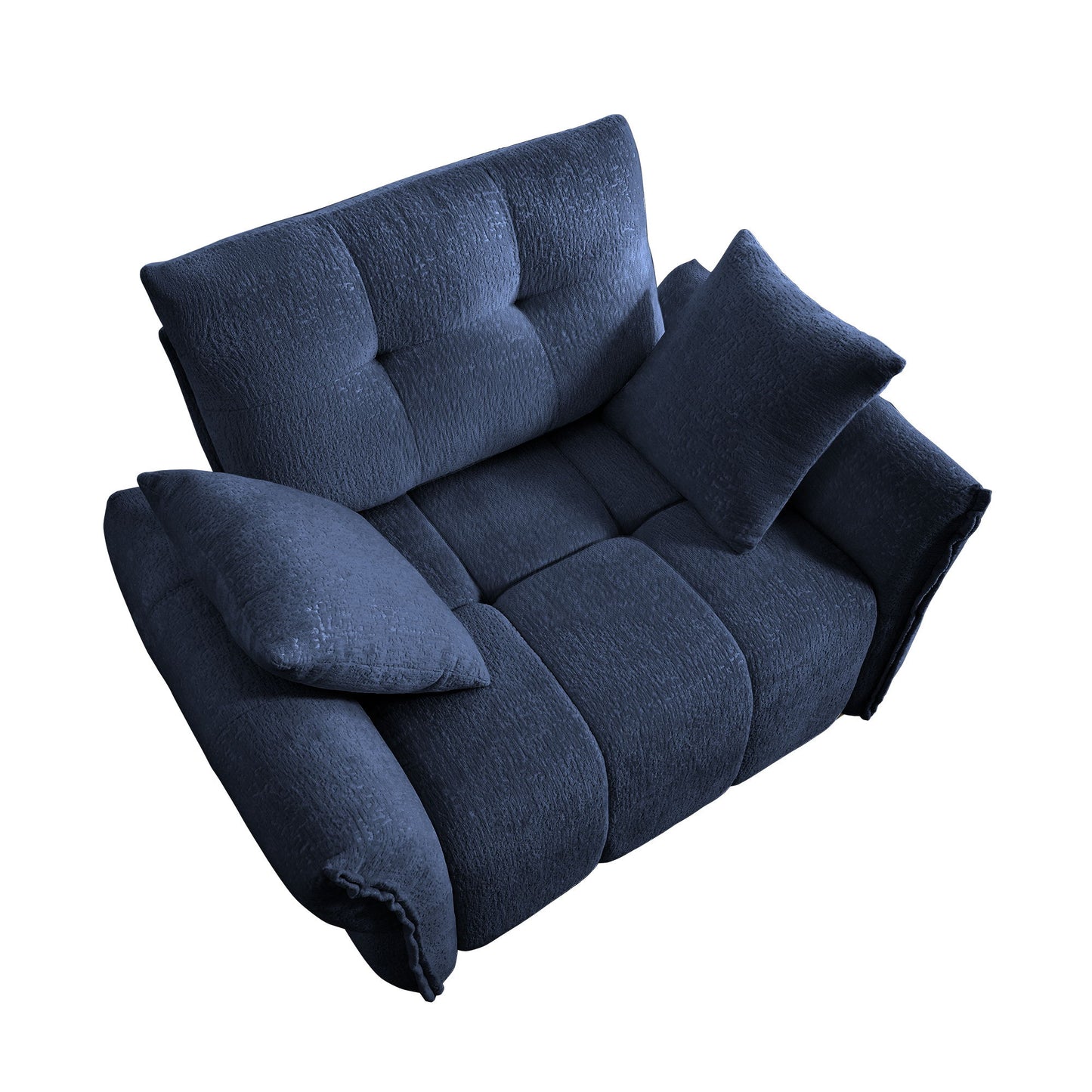 Modern Ergonomic Single Seater Sofa With High Resilience Support Cushions And Throw Pillows - Blue