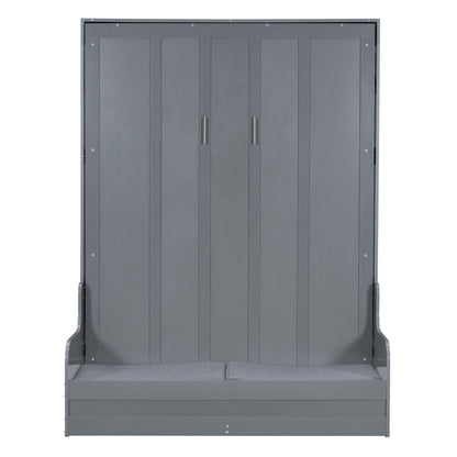 Queen Size Murphy Wall Bed With Cushion, Space Saving - Gray