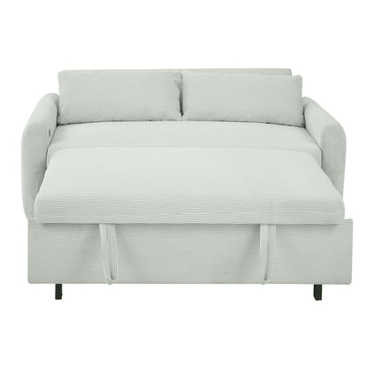 Pull Out Sofa Bed Convertible Couch 2 Seat Loveseat Sofa Modern Sleeper Sofa With 2 Throw Pillows And USB Ports For Living Room - Light Gray Green