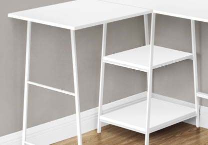 Computer Desk, Home Office, Corner, Storage Shelves, L-Shape, Work, Laptop, Contemporary, Modern - White