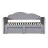 Twin Size Upholstered Daybed With Cloud-Shaped Backrest, Trundle & 2 Drawers And USB Ports - Gray
