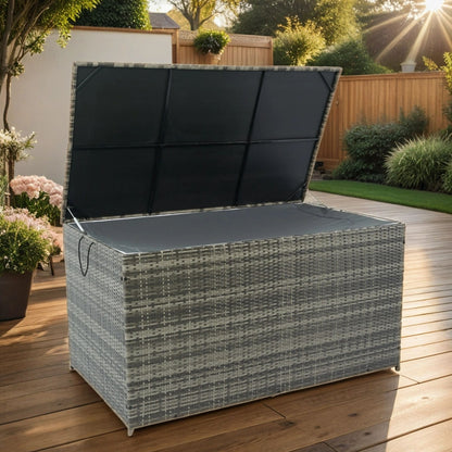 Outdoor Storage Box, 200 Gallon Wicker Patio Deck Boxes With Lid, Outdoor Cushion Storage For Kids Toys, Pillows, Towel - Gray