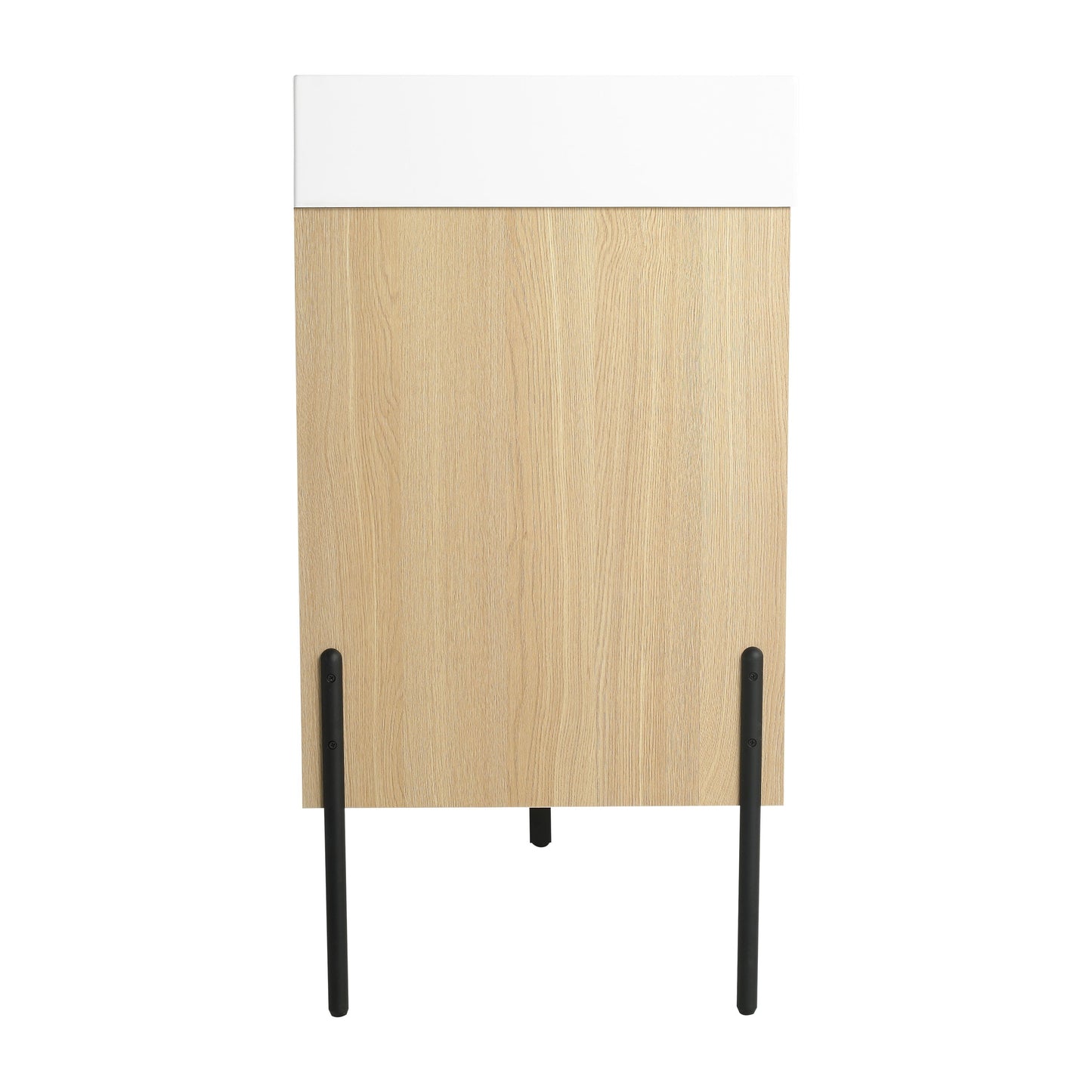 Modern Bathroom Vanity Combo With Single Resin Sink And Storage Cabinet, Multilayer Solid Wood - Oak