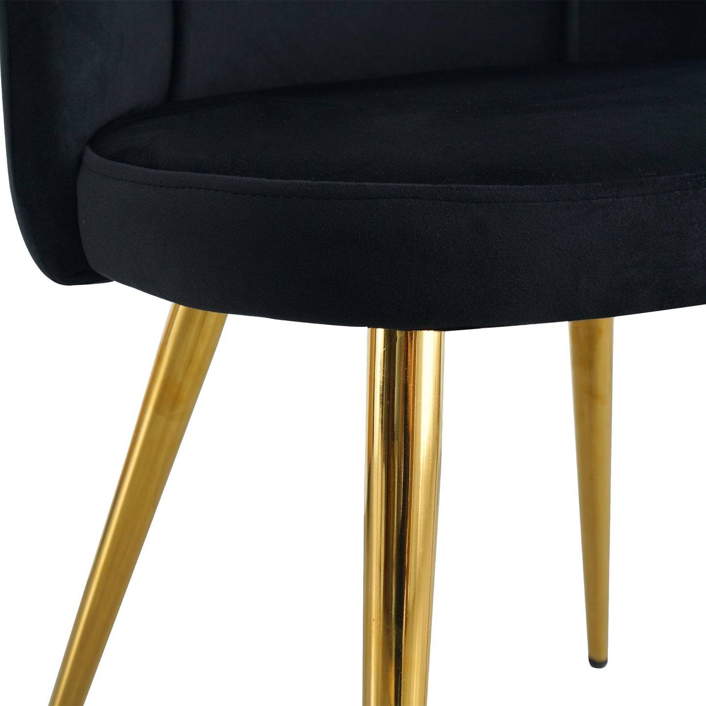 Modern Simple Velvet Dining Chair Set With Gold Metal Legs (Set of 4) - Black