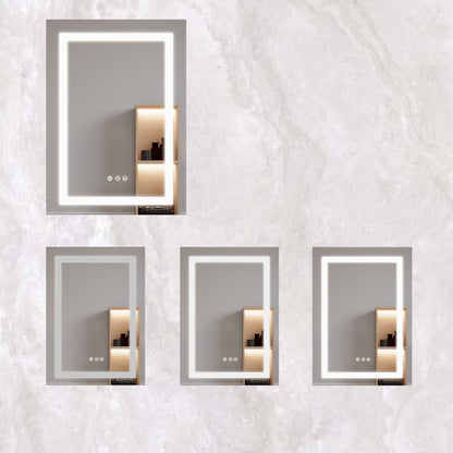 26" X 20" Bathroom Medicine Cabinet With LED Mirror, Anti-Fog, Waterproof, 3000K~6000K Single Door Lighted Bathroom Cabinet With Touch Swich, Dimmable, Recessed Or Surface Mount (Left Door) - Silver