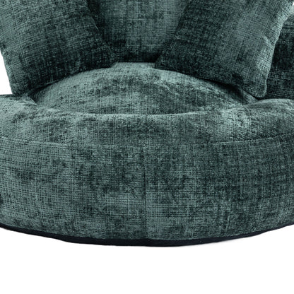 Chenille High Back Bean Bag Chair Couch With 3 Pillows, Indoor & Outdoor, Single Gaming Sofa For Bedroom - Emerald