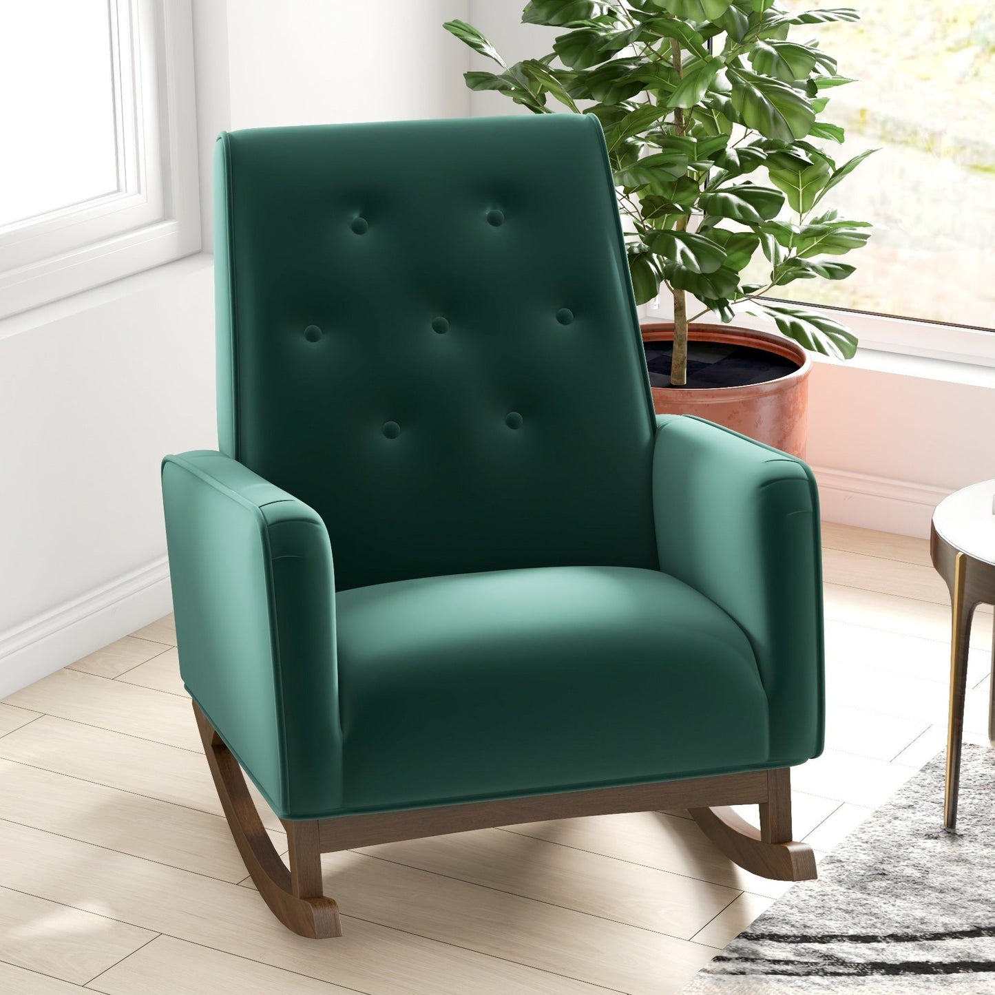 Demetrius - Solid Wood Rocking Chair - Green
