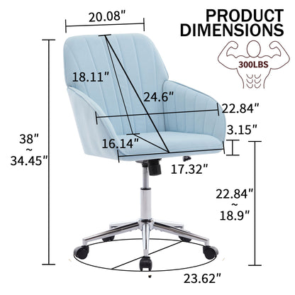 Adjustable Office Chair, Home Bedroom, Ergonomic Swivel Chair, Backrest Seat, Comfortable For Long Sitting - Baby Blue