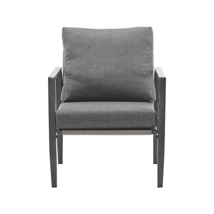 Modern Aluminum Lounge Chair With Rope Accents And Cushions For Indoor And Outdoor Spaces - Gray