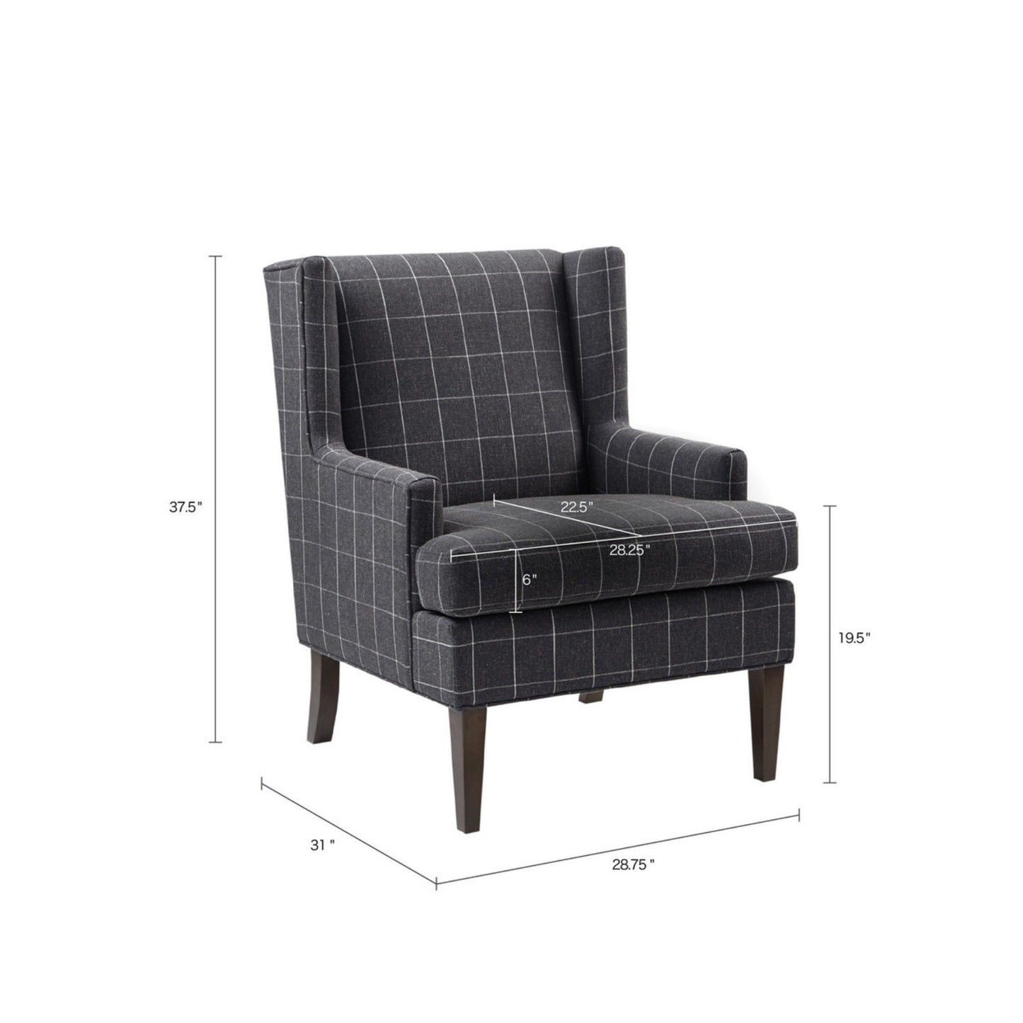Fancy Design Farmhouse Style Solid Wood Chair - Charcoal Gray