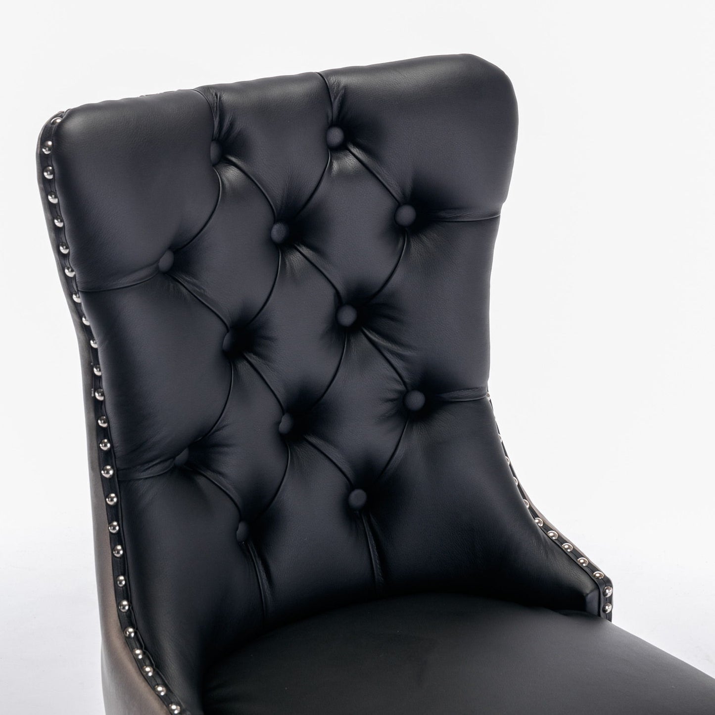 Nikki - Modern, High-End Tufted Solid Wood Contemporary And Velvet Upholstered Dining Chair With Wood Legs Nailhead Trim (Set of 2) - Black / Gray