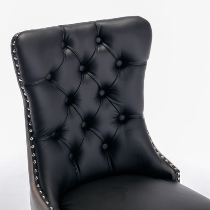 Nikki - Modern, High-End Tufted Solid Wood Contemporary And Velvet Upholstered Dining Chair With Wood Legs Nailhead Trim (Set of 2) - Black / Gray