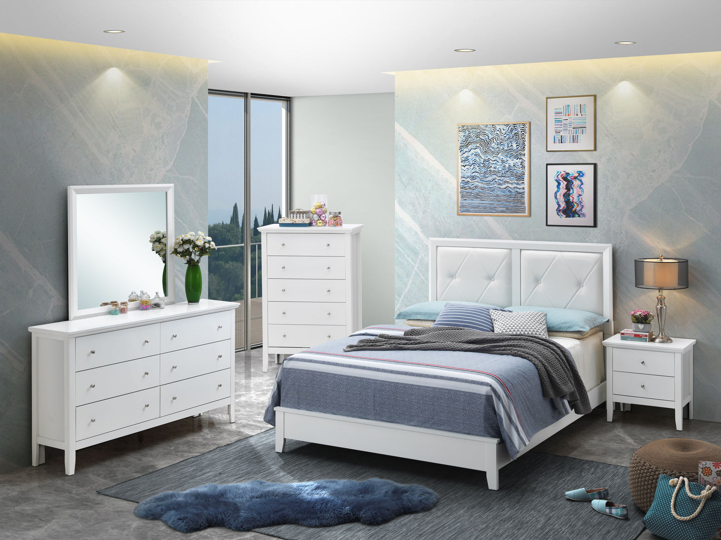 Primo - Queen Bed - White