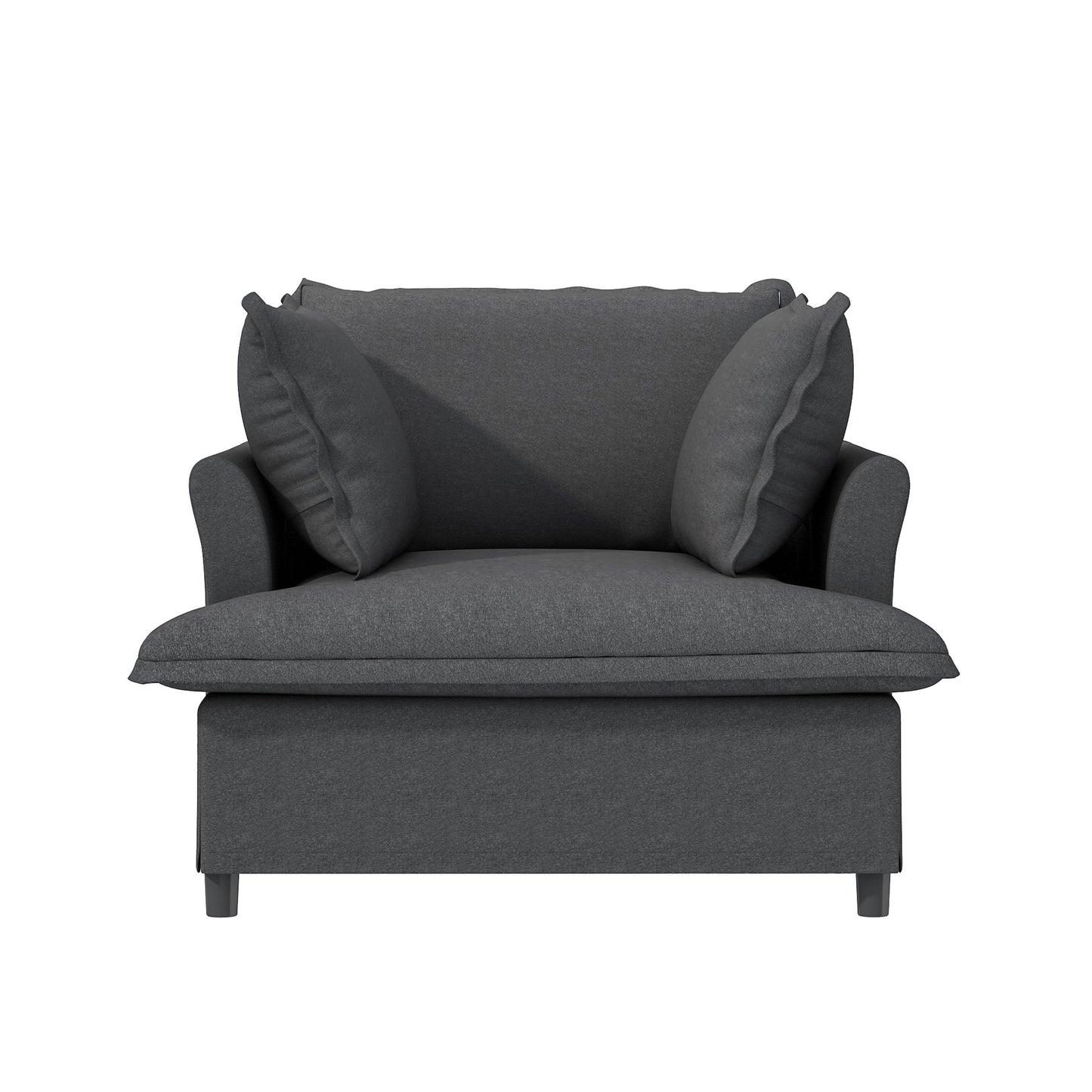 Oversized Single Seat Sofa Module For Modular Sectional Wide Seat, Armchair With Pillows Modern Upholstered Comfy Single Couch Lounge - Gray