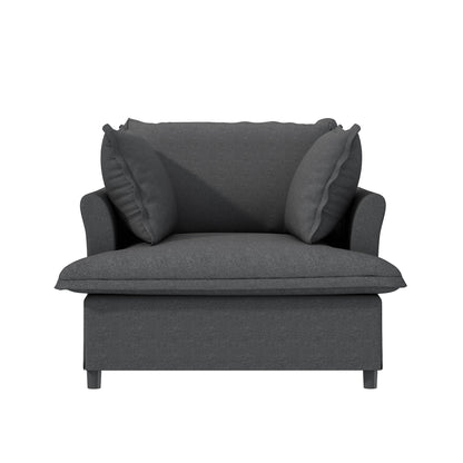 Oversized Single Seat Sofa Module For Modular Sectional Wide Seat, Armchair With Pillows Modern Upholstered Comfy Single Couch Lounge - Gray