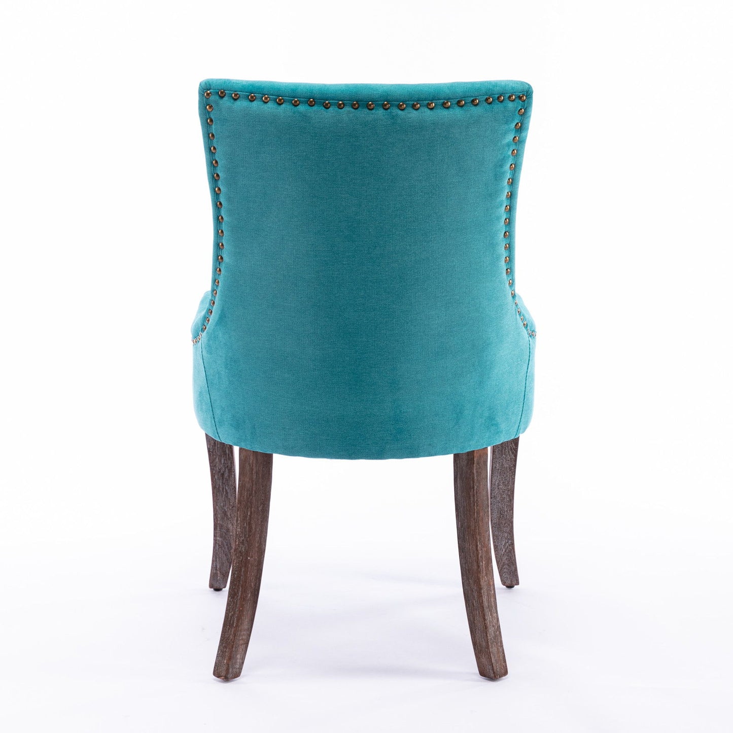 Ultra Side Dining Chair,Thickened Fabric Chairs With Neutrally Toned Solid Wood Legs, Bronze Nail Head (Set of 2) - Blue