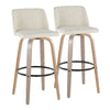 Toriano - Contemporary Fixed Height Barstool & Swivel With Round Footrest (Set of 2) - Light Gray / Cream
