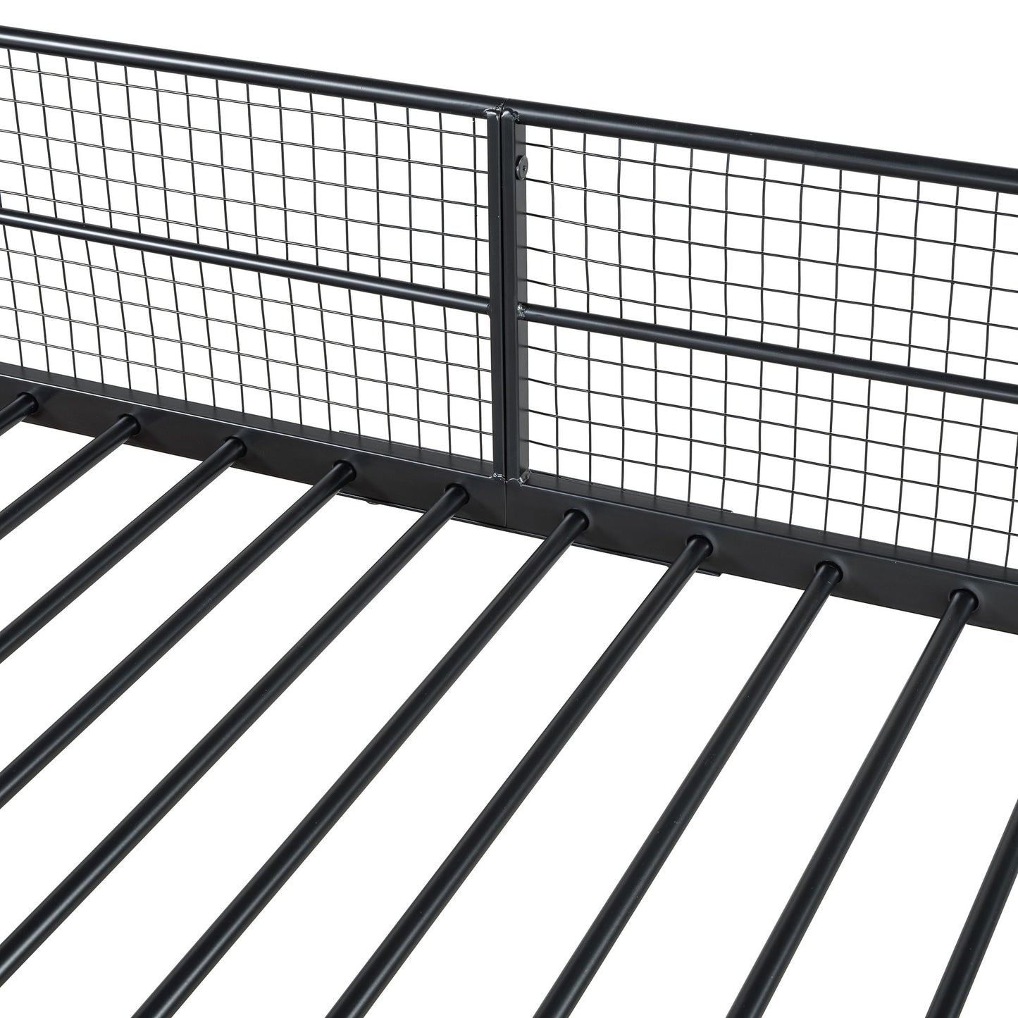 Twin Over Full Bunk Bed With 5 Tier Shelves - Black