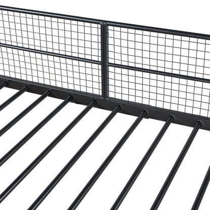 Twin Over Full Bunk Bed With 5 Tier Shelves - Black