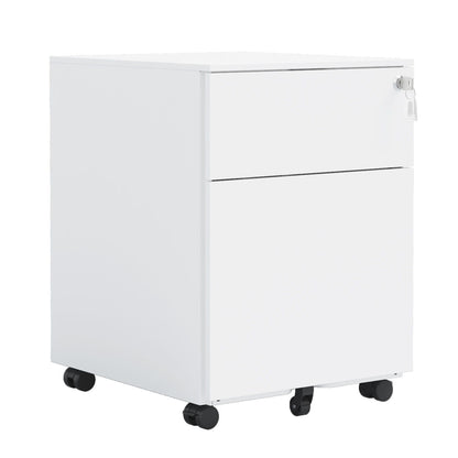 2 Drawer Mobile File Cabinet With Lock Steel File Cabinet For Legal / Letter / A4 / F4 Size / Home / Office Design - White