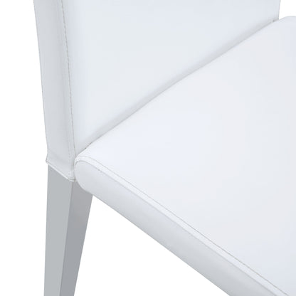 (Set of 4) Backrest Chairs With Silver Metal Legs The Perfect Combination, Suitable For Minimalist And Modern Home Styles - White / Silver