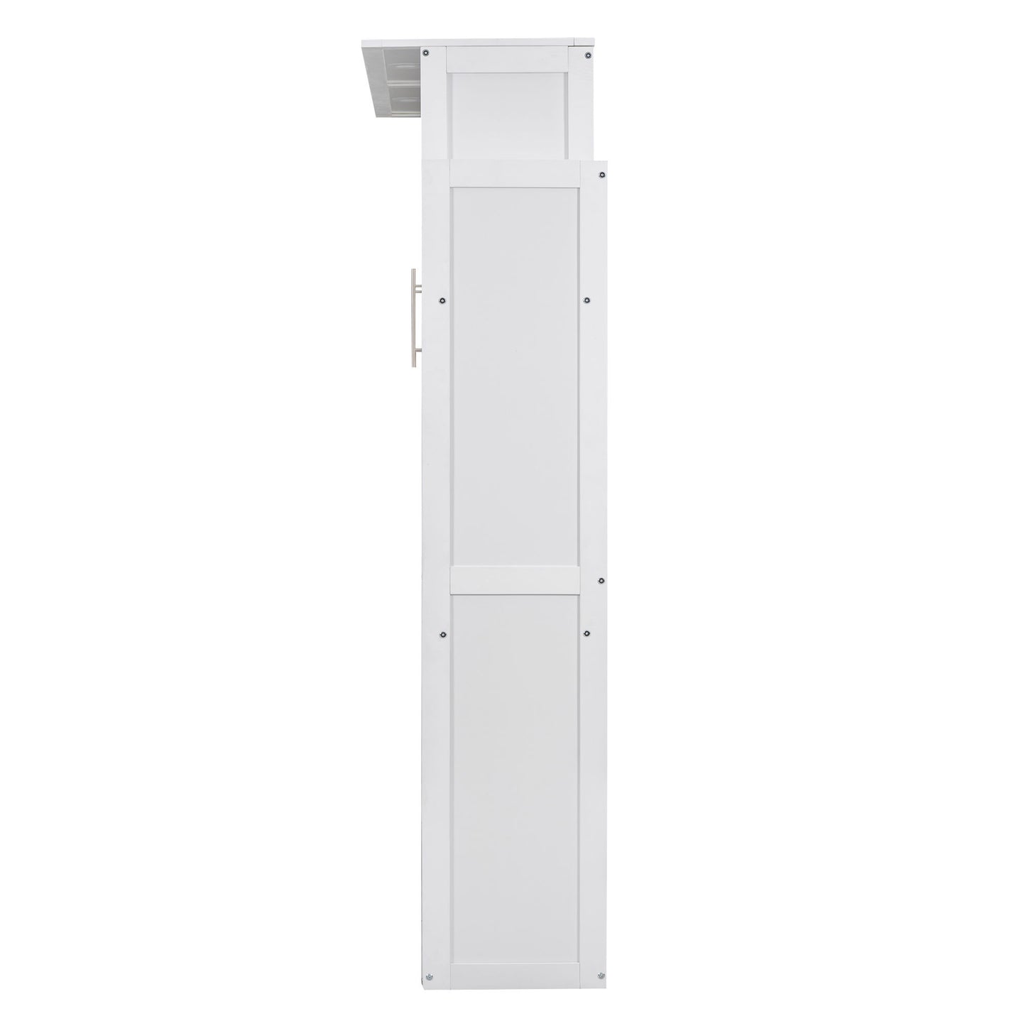 Full Size Murphy Wall Bed With Shelves And LED Lights - White