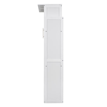 Full Size Murphy Wall Bed With Shelves And LED Lights - White